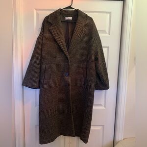 MANGO HOUNDSTOOTH PLAID COAT